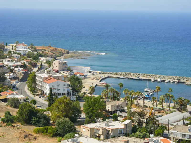 Elevated view over the seafront of Kato Pyrgos