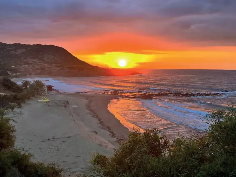 Sunset over Omega Beach in Kato Pyrgos