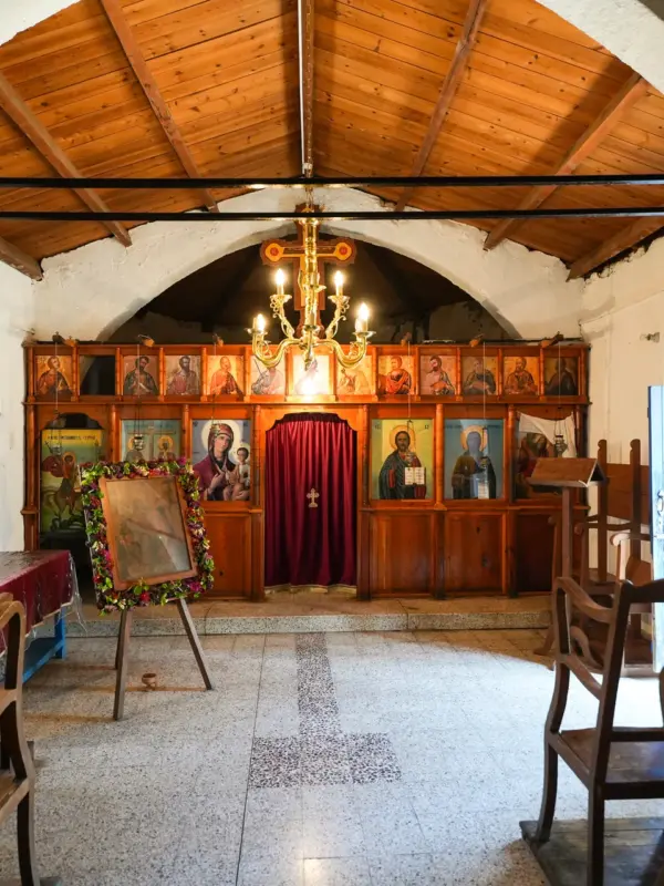 Interior of Prophet Elias Church with its carved iconostasis