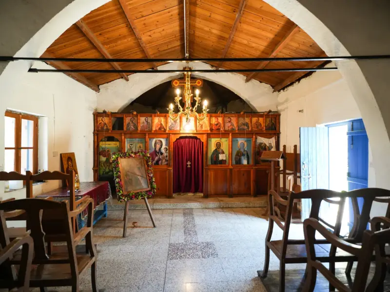 Interior of Prophet Elias Church with its carved iconostasis